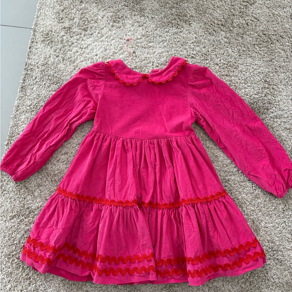 Boden Pink Corduroy Dress with Red Details